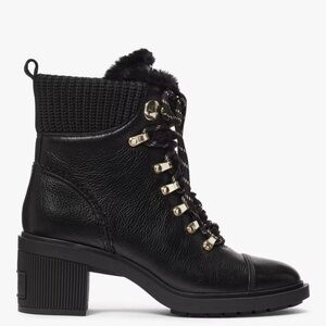 Kate Spade WALKER Black Lace-Up Boots with Gold Accents - Size 9 - Never worn